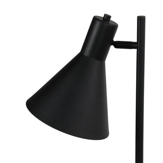 Lampada da terra nera con tavolino luce orientabile